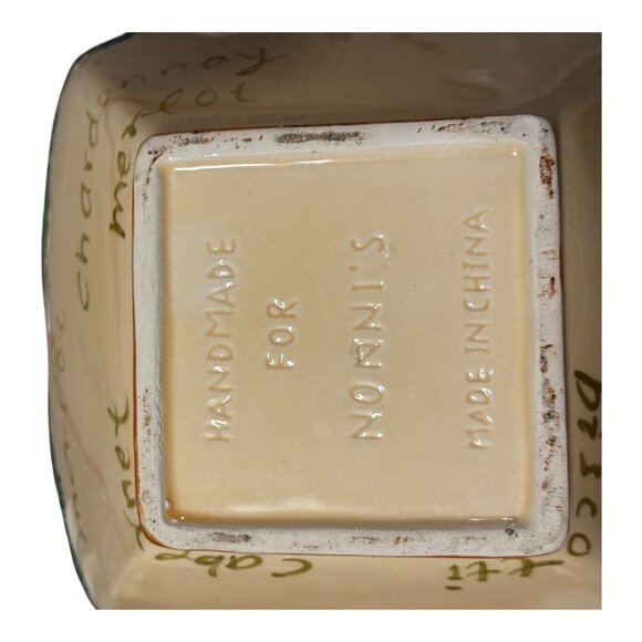 Vintage Nonni’s Handpainted Ceramic Biscotti Jar With Lid Grapes & Text  12.5 “ - Picture 3 of 10